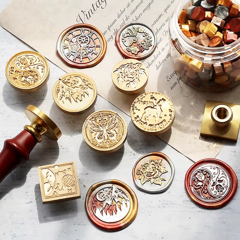 Wax Seal Stamp Set - 9 waszegels + 1 handvat, waszegelset,