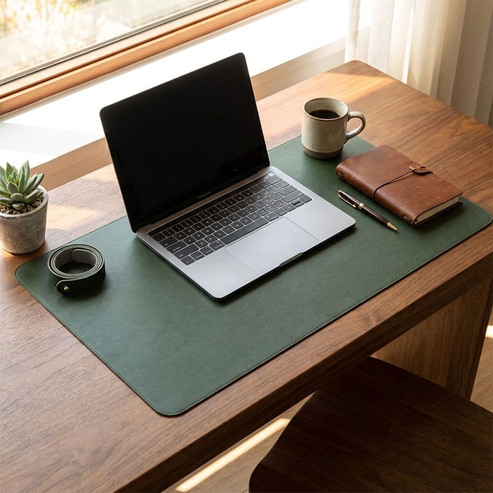 Leather Desk Pad - Bureauonderlegger van PU-leer, dubbelzijdig, waterdicht, zacht,
